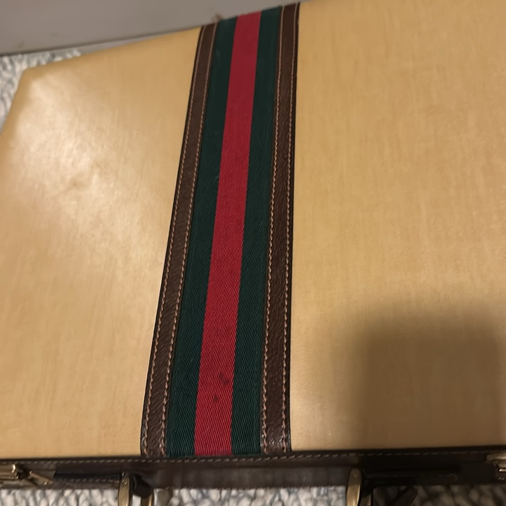 Gucci Hard Shell Web Briefcase 16x13x3 In Coa Vin… - image 8